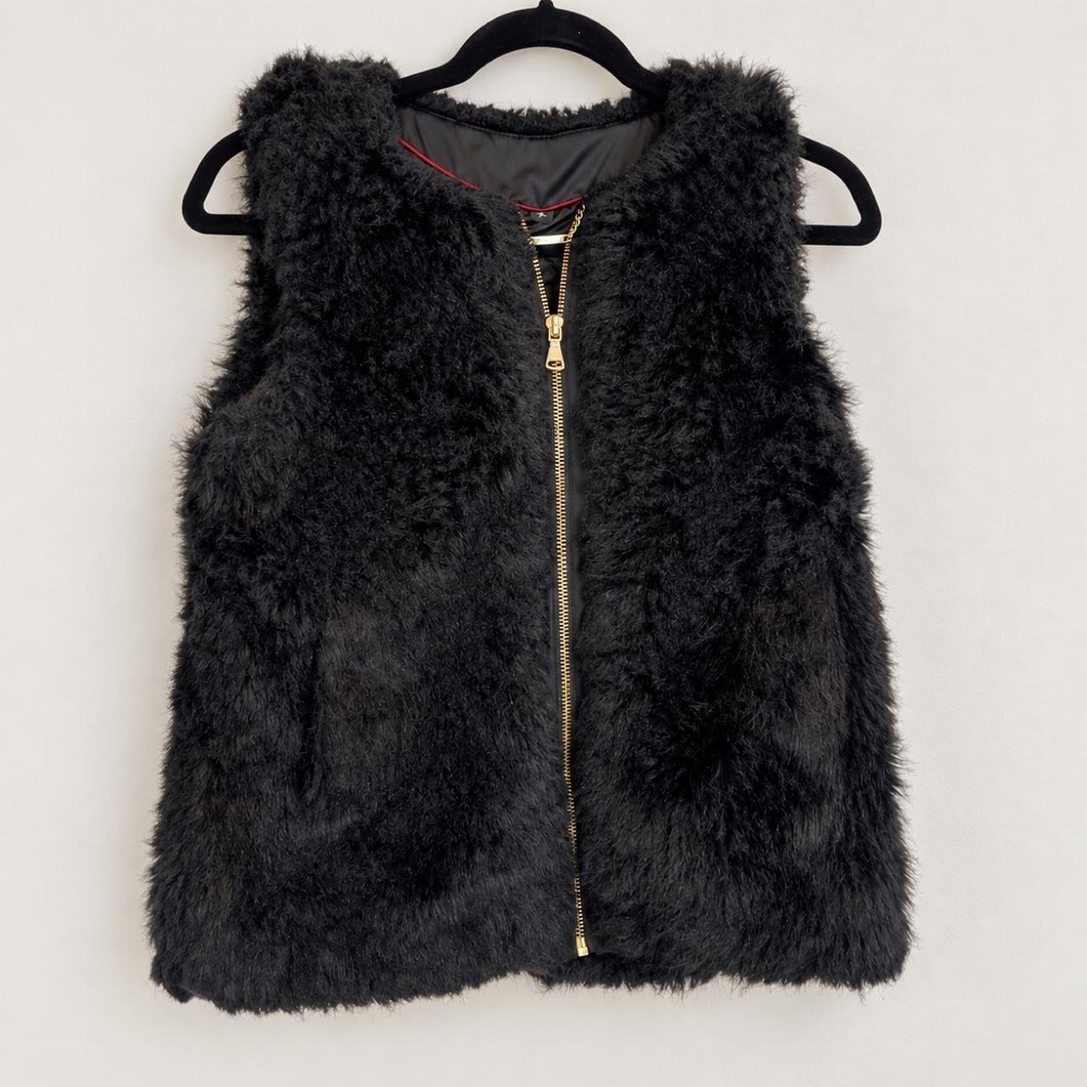 Express Black Faux Fur Zip Vest — Size S/P